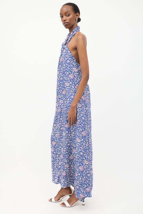 Natalie Martin Blue 
Multi Silk Floral Astrid Dress