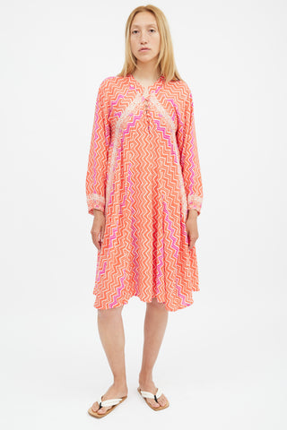 Natalie Martin Orange 
Fuchsia Printed Fiore Dress