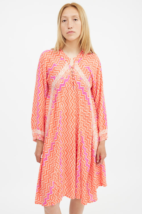 Natalie Martin Orange 
Fuchsia Printed Fiore Dress