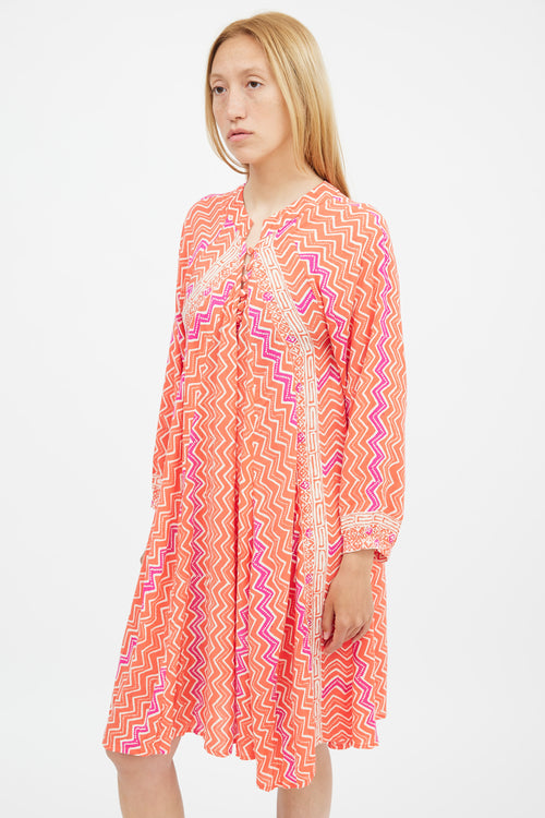 Natalie Martin Orange 
Fuchsia Printed Fiore Dress