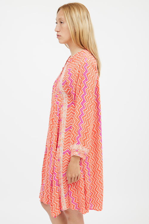 Natalie Martin Orange 
Fuchsia Printed Fiore Dress