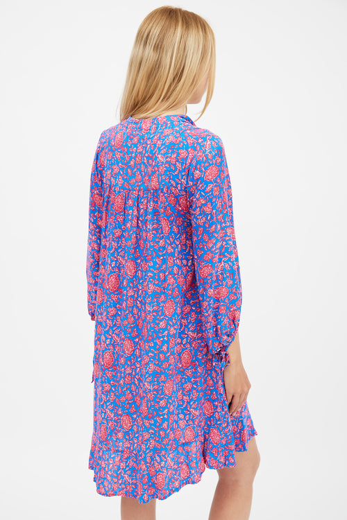 Natalie Martin Red 
Blue Floral Tiered Dress