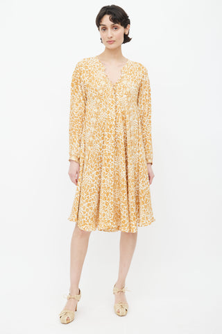 Natalie Martin Brown 
Cream Silk Print Dress