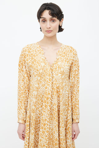 Natalie Martin Brown 
Cream Silk Print Dress