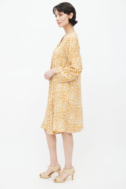 Natalie Martin Brown 
Cream Silk Print Dress