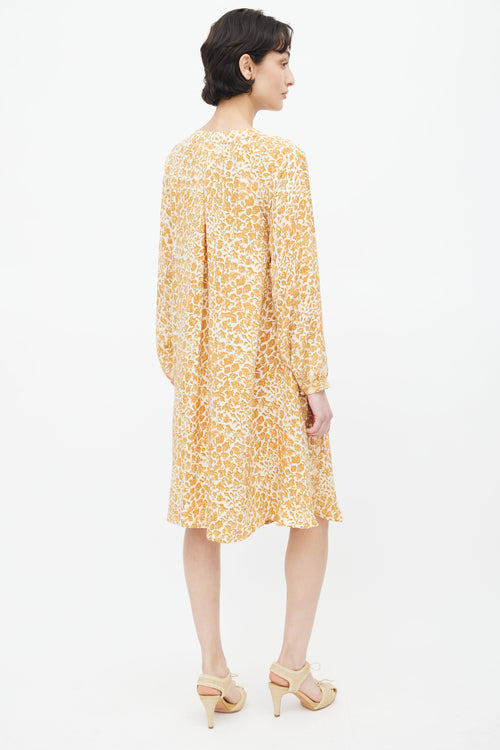 Natalie Martin Brown 
Cream Silk Print Dress