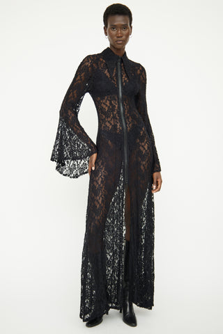 Natasha Zinko Black Lace Zip Long Sleeve Dress