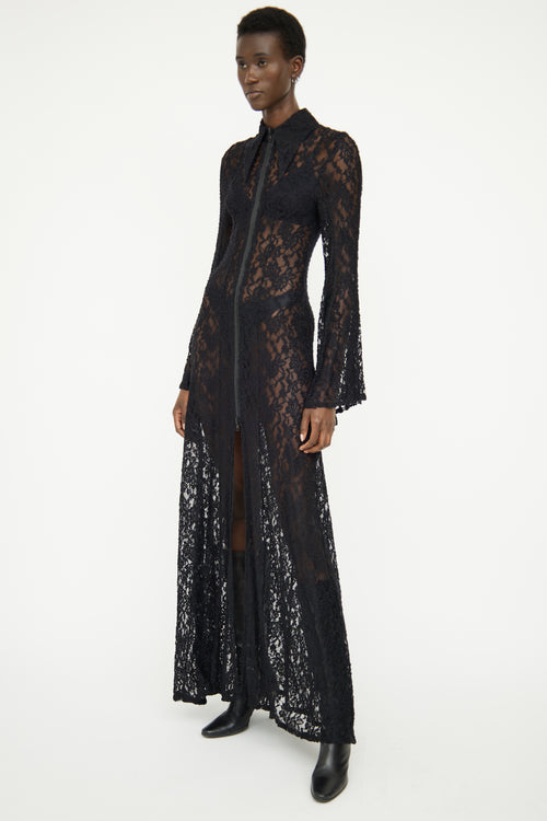 Natasha Zinko Black Lace Zip Long Sleeve Dress