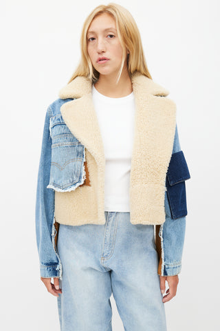 Natasha Zinko Blue 
Brown Shearling Denim Jacket