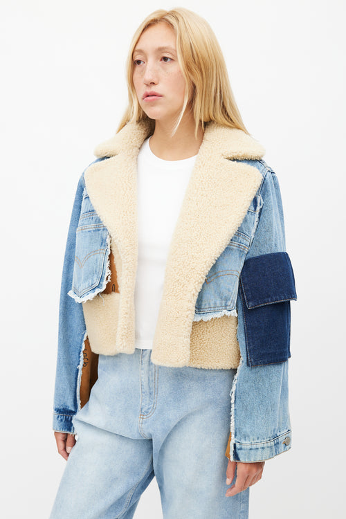 Natasha Zinko Blue 
Brown Shearling Denim Jacket