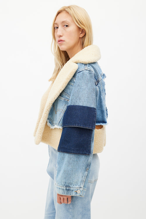 Natasha Zinko Blue 
Brown Shearling Denim Jacket