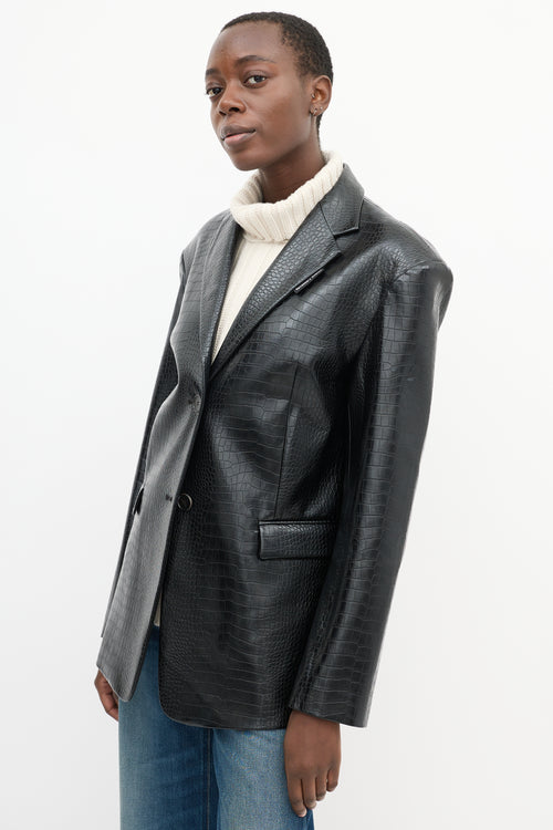 Necessary Ananke Black Embossed Faux Leather Two Pocket Jacket