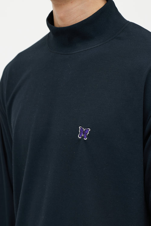 Needles Black 
Purple Embroidered Turtleneck