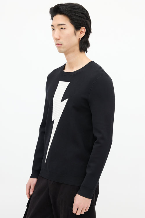 Neil Barrett Black 
White Lightning Bolt Sweater