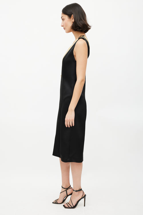 Neil Barrett Black 
Gold V-Neck Jumpsuit