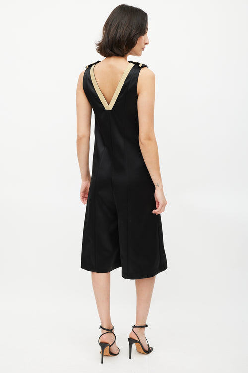 Neil Barrett Black 
Gold V-Neck Jumpsuit