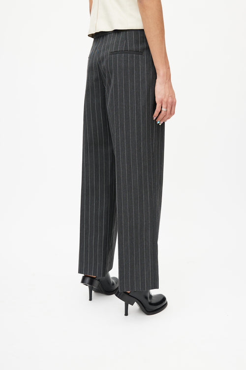 Neil Barrett Grey 
White Stripe Wide Leg Trouser