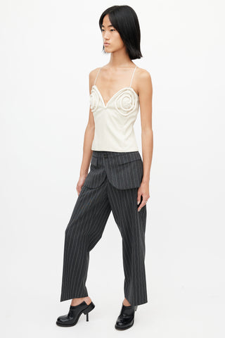 Neil Barrett Grey 
White Stripe Wide Leg Trouser