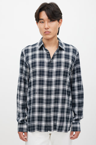 Neil Barrett White 
Green Plaid Shirt