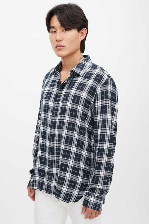 Neil Barrett White 
Green Plaid Shirt