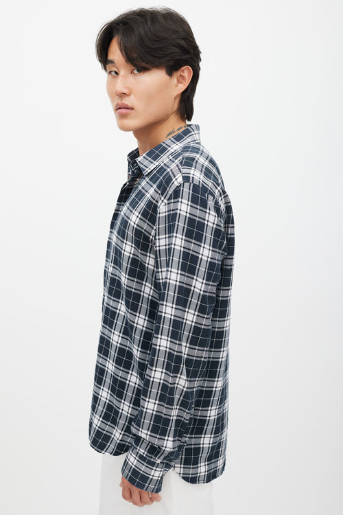 Neil Barrett White 
Green Plaid Shirt