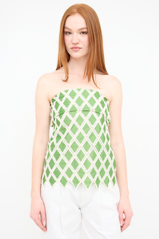 Nelissa Hilman Green Crochet Strapless  Top