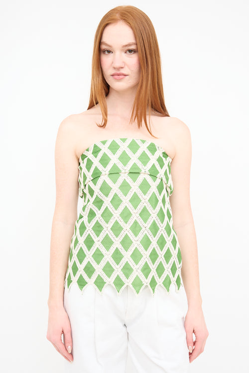 Nelissa Hilman Green Crochet Strapless  Top