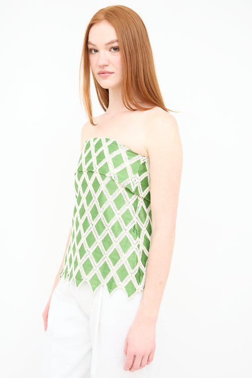 Nelissa Hilman Green Crochet Strapless  Top