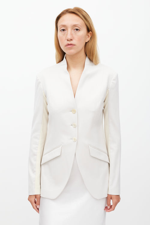 Nells Nelson Grey 
Cream Wool 
Ribbed Knit Blazer