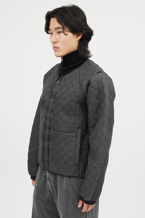 Nemen Grey Hexagon Quilted Nylon Jacket