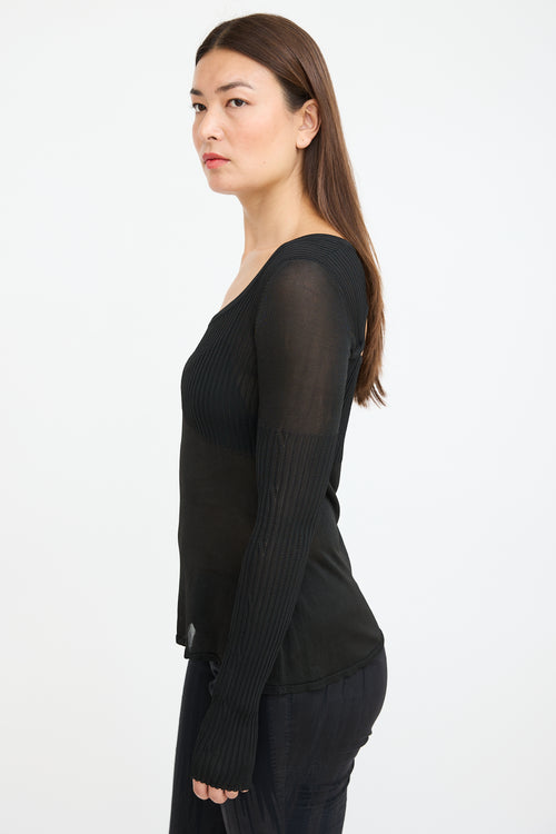 Nensi Dojaka Black Ribbed Cut Out Top