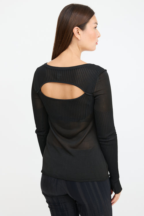 Nensi Dojaka Black Ribbed Cut Out Top