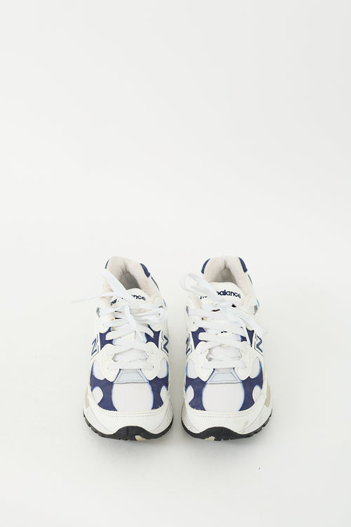 New Balance White 
Navy Leather 992 Sneaker