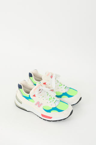 New Balance Neon Green 
Multi Suede 992 Sneaker