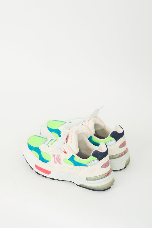 New Balance Neon Green 
Multi Suede 992 Sneaker