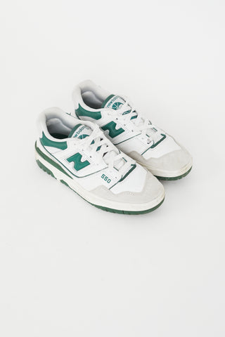 New Balance Green 
White Leather 550 Sneaker