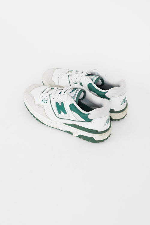 New Balance Green 
White Leather 550 Sneaker