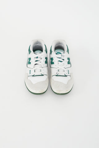 New Balance Green 
White Leather 550 Sneaker