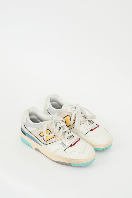 New Balance White 
Multi Leather 550 Sneaker