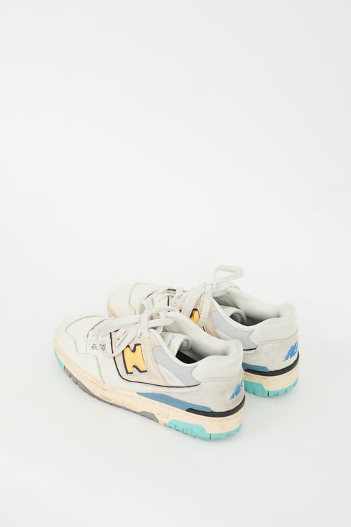 New Balance White 
Multi Leather 550 Sneaker