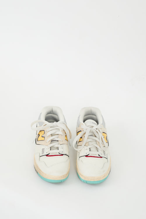 New Balance White 
Multi Leather 550 Sneaker