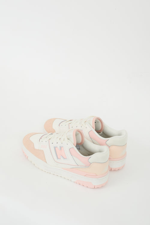 New Balance White 
Pink Leather 550 Sneaker