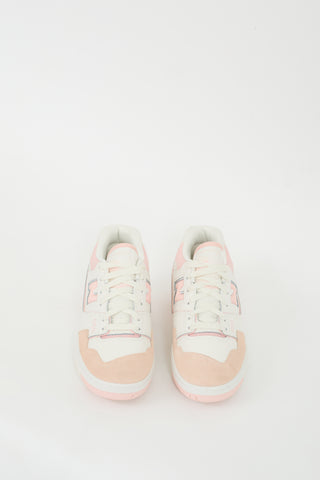 New Balance White 
Pink Leather 550 Sneaker