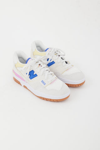 New Balanca White 
Multicolour 550 Suede Sneaker