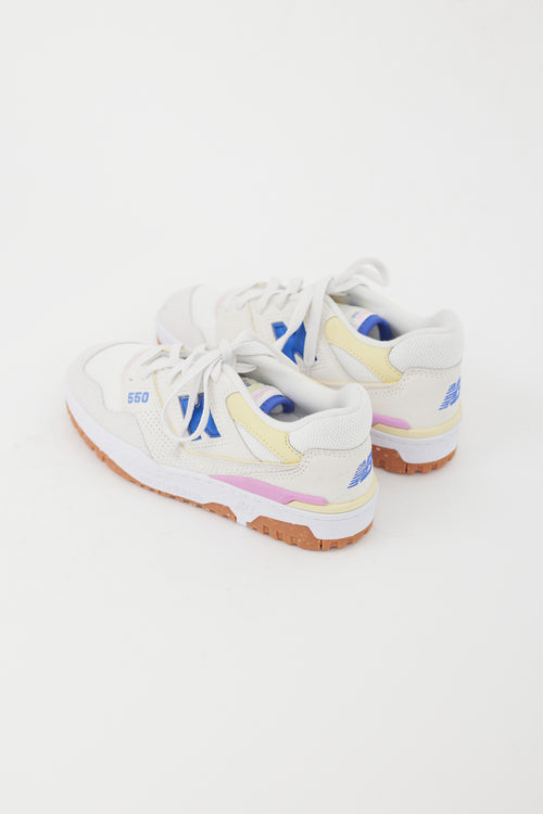 New Balanca White 
Multicolour 550 Suede Sneaker