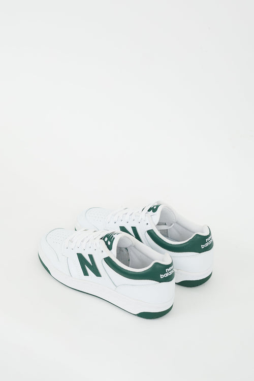 New Balance White 
Green Leather 480 Sneaker