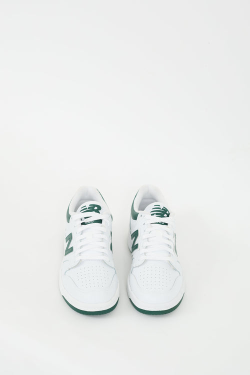 New Balance White 
Green Leather 480 Sneaker