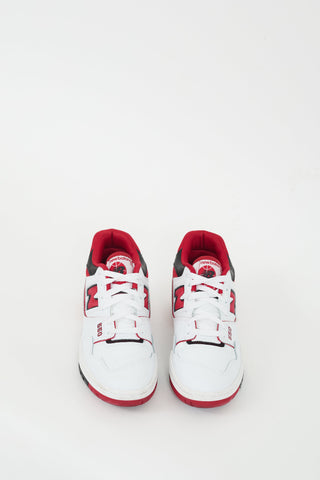 New Balance White 
Red Leather 550 Sneaker