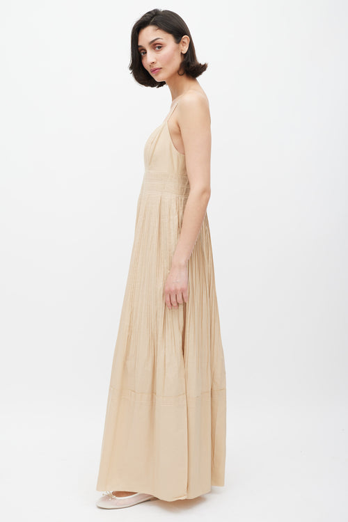 Nicholas Beige Pleated Tiered Dress