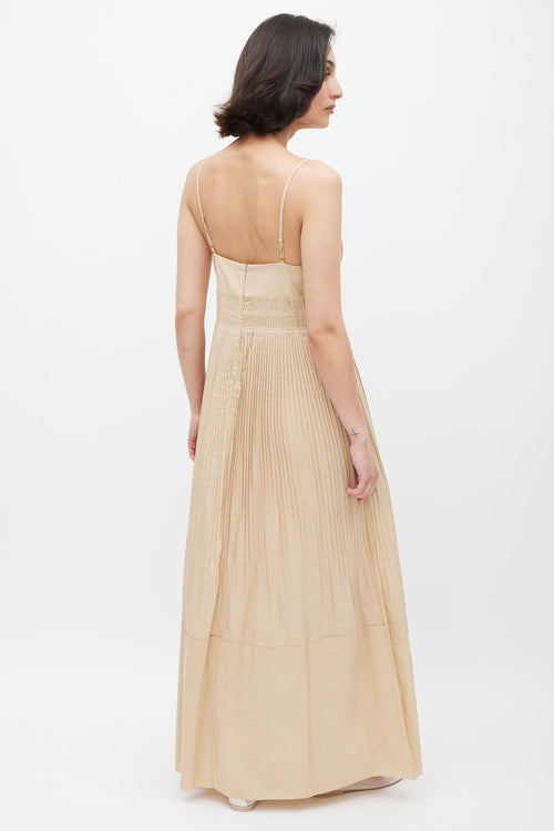 Nicholas Beige Pleated Tiered Dress